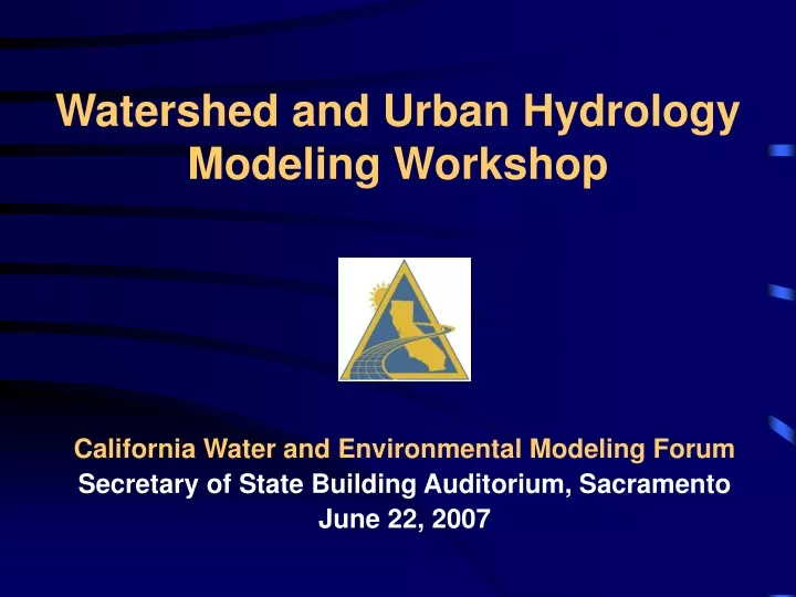 watershed and urban hydrology modeling workshop