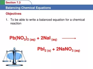 To be able to write a balanced equation for a chemical reaction