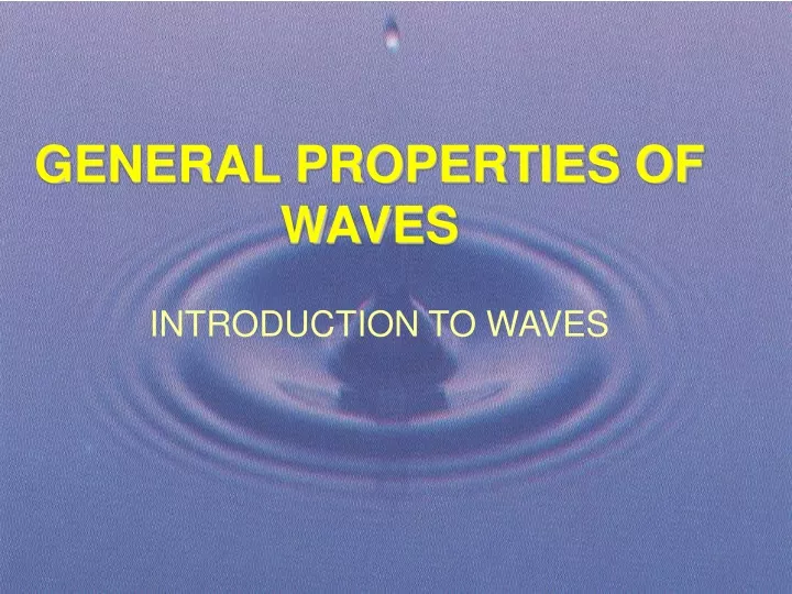 general properties of waves