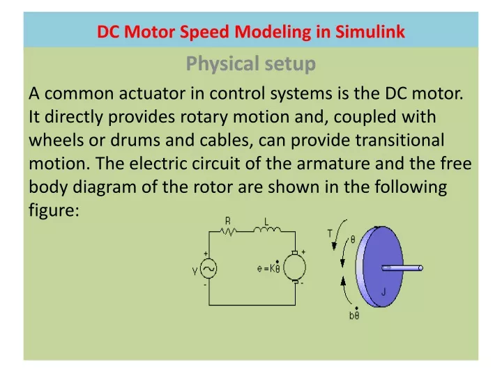 dc motor speed modeling in simulink