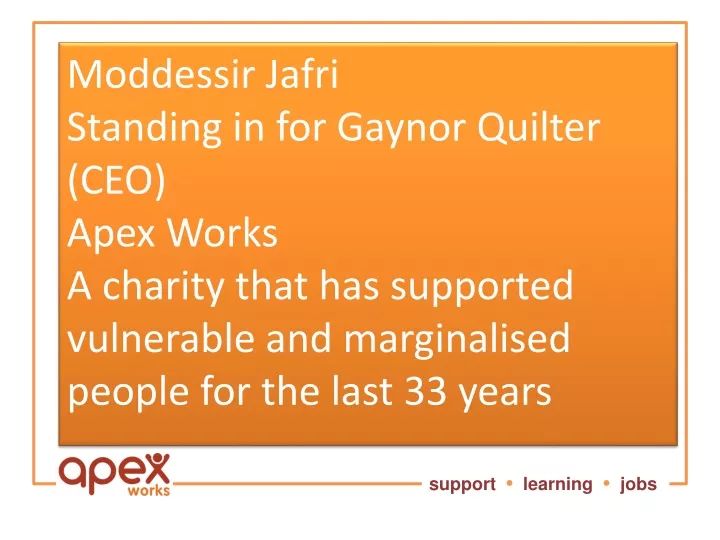moddessir jafri standing in for gaynor quilter