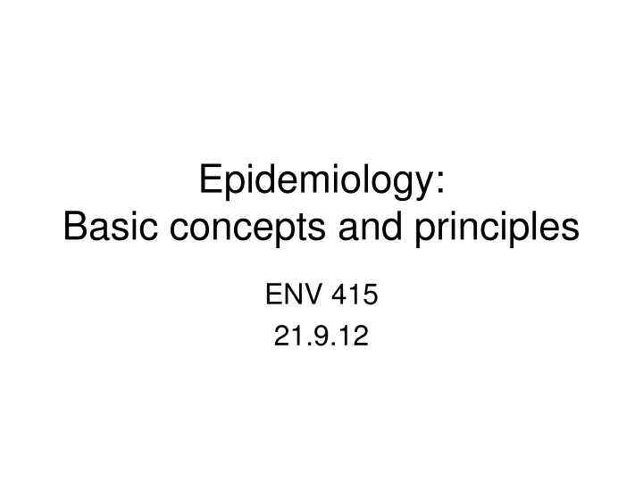epidemiology basic concepts and principles