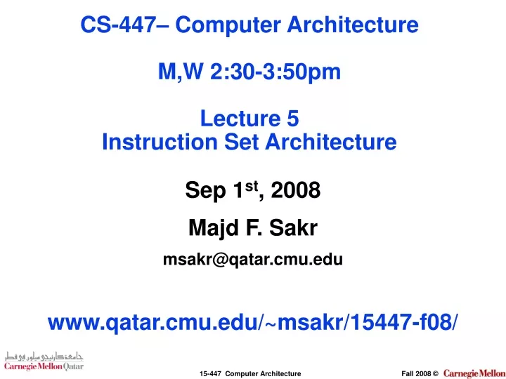 cs 447 computer architecture m w 2 30 3 50pm