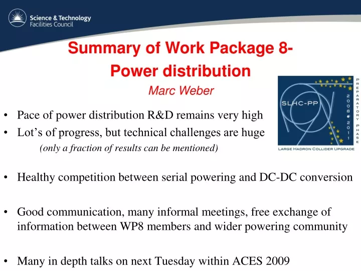 summary of work package 8 power distribution marc