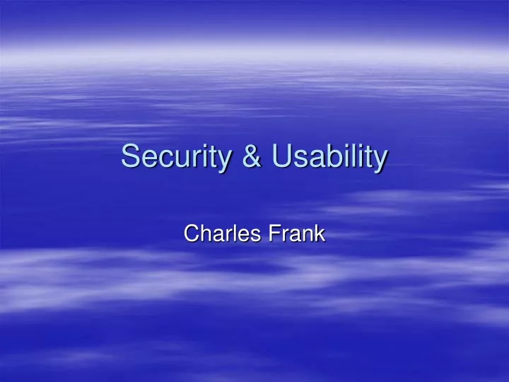 security usability