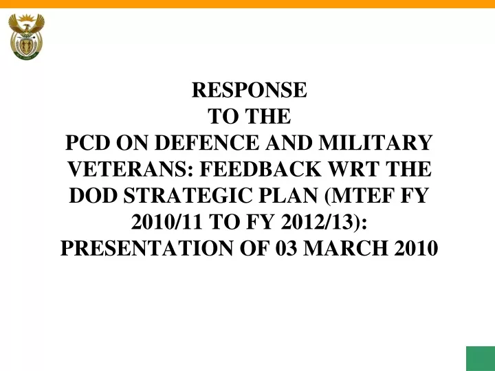 response to the pcd on defence and military
