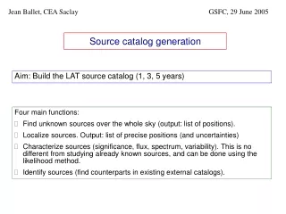 Source catalog generation