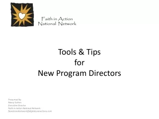 Tools &amp; Tips  for  New Program Directors