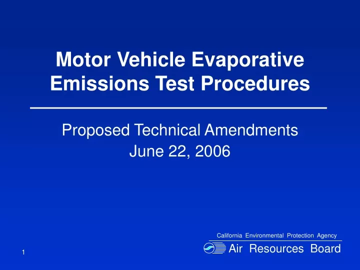 motor vehicle evaporative emissions test procedures