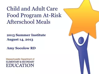 Child and Adult Care Food Program At-Risk Afterschool Meals