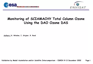 Monitoring of SCIAMACHY Total Column Ozone Using the DAO Ozone DAS