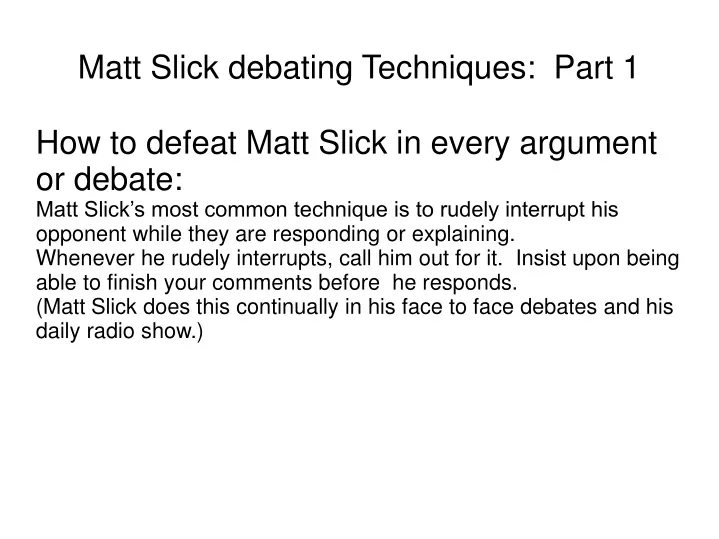 matt slick debating techniques part 1