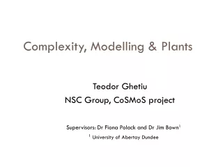 Complexity, Modelling &amp; Plants