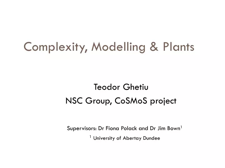 complexity modelling plants