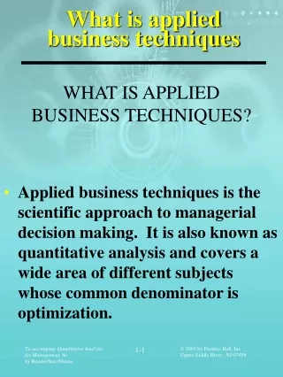 What is applied business techniques