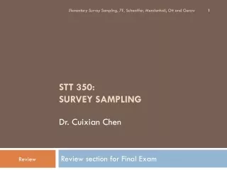 STT 350: SURVEY SAMPLING Dr. Cuixian Chen