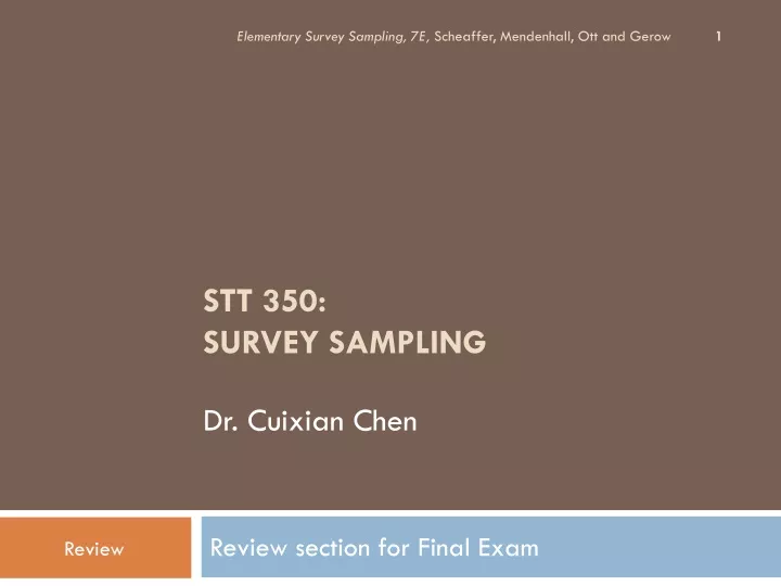 stt 350 survey sampling dr cuixian chen