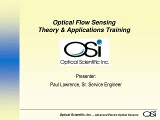Optical Flow Sensing Theory &amp; Applications Training