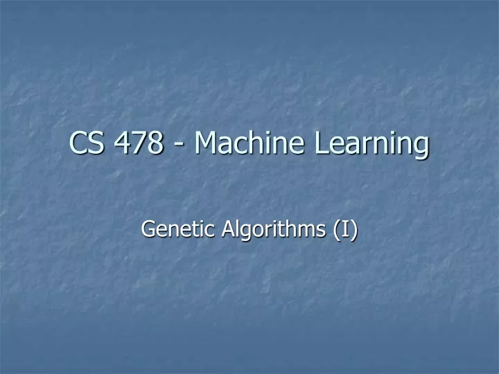 cs 478 machine learning