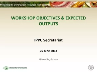 WORKSHOP OBJECTIVES &amp; EXPECTED OUTPUTS