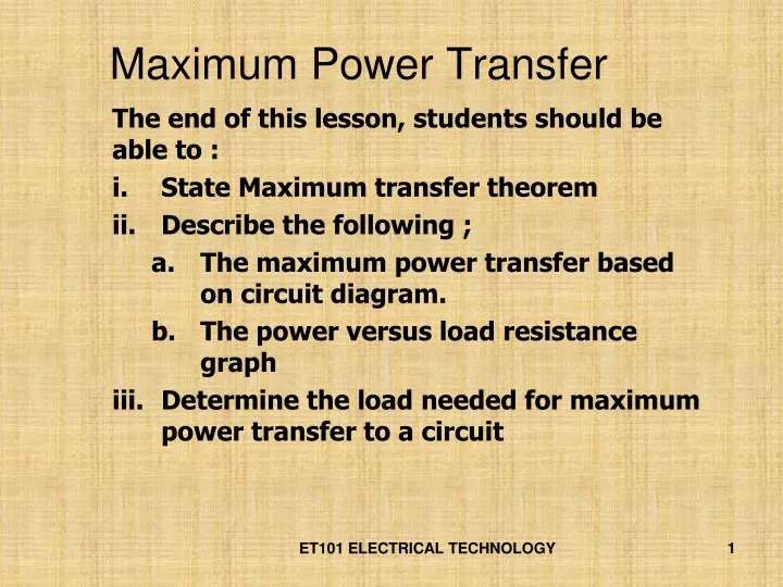 maximum power transfer