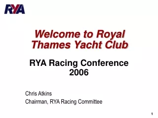 Welcome to Royal Thames Yacht Club