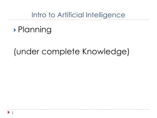 Planning (under complete Knowledge)