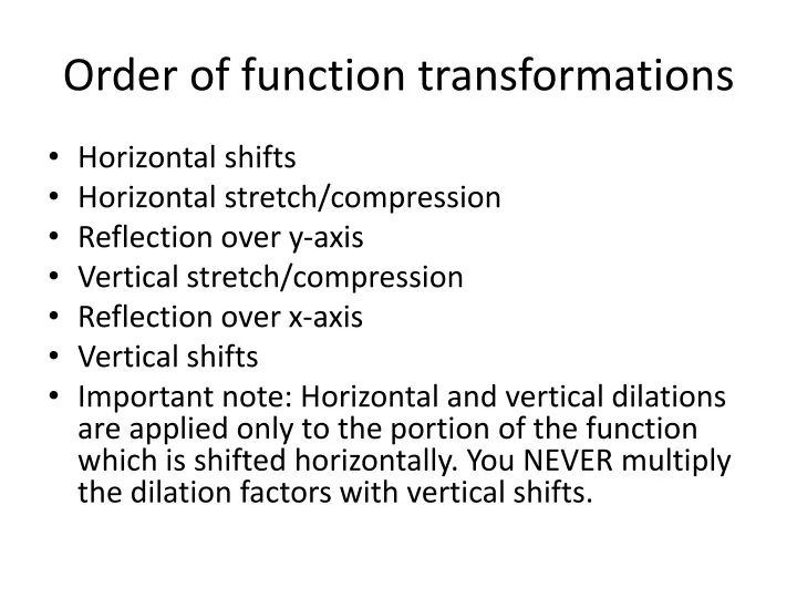 order of function transformations
