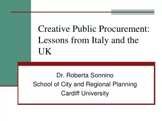 Creative Public Procurement: Lessons from Italy and the UK