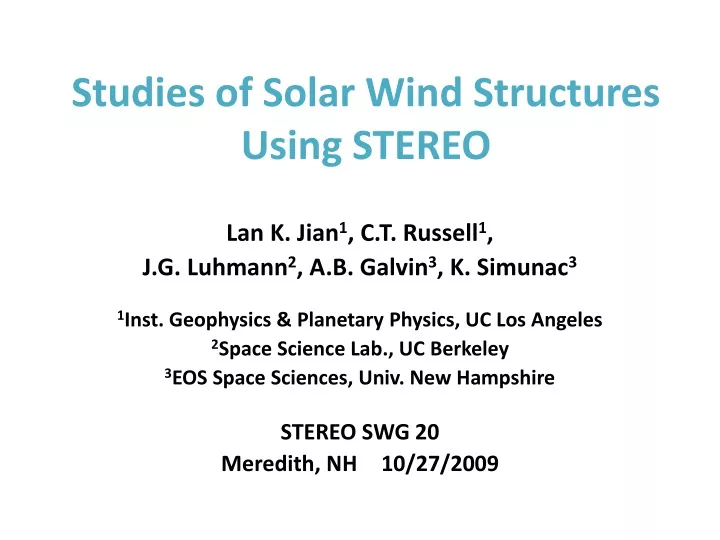 studies of solar wind structures using stereo