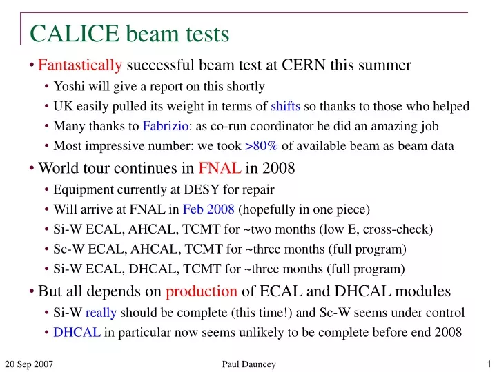 calice beam tests