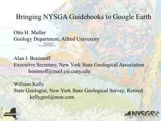 Otto H. Muller Geology Department, Alfred University Alan I. Benimoff