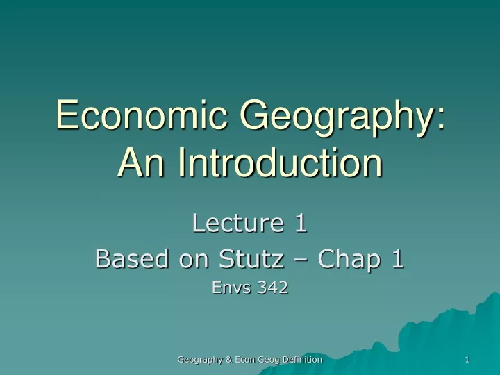 economic geography an introduction