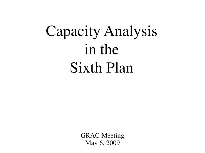 capacity analysis in the sixth plan