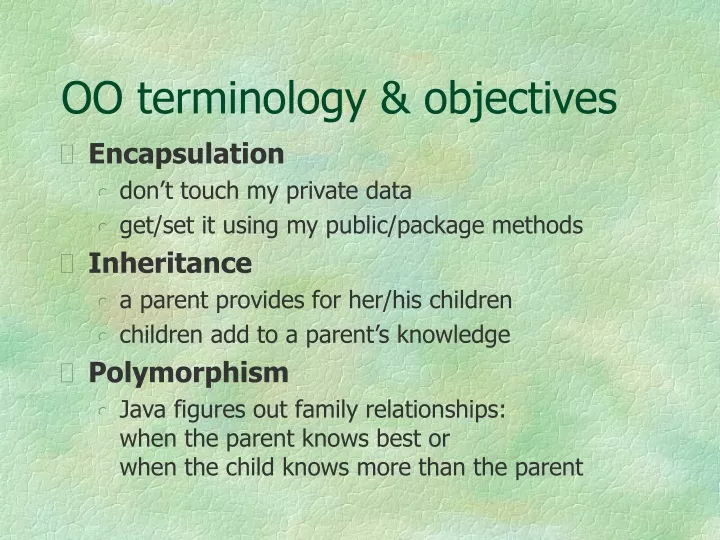 oo terminology objectives