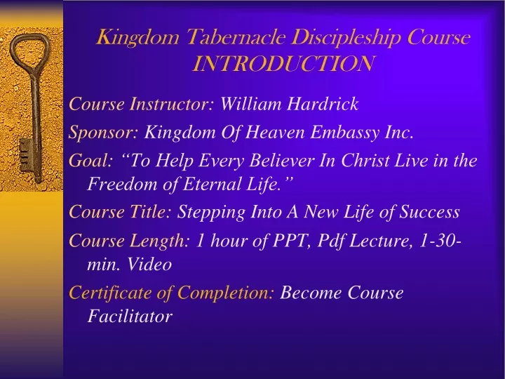 kingdom tabernacle discipleship course introduction