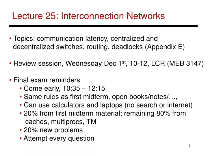 lecture 25 interconnection networks