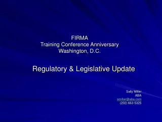 FIRMA Training Conference Anniversary Washington, D.C.