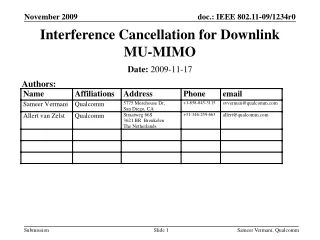 Interference Cancellation for Downlink MU-MIMO