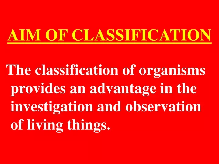aim of classification the classification