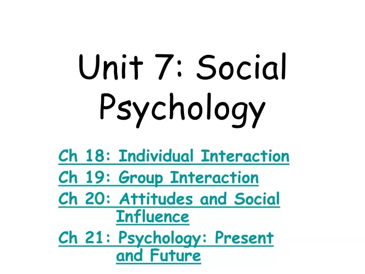 unit 7 social psychology