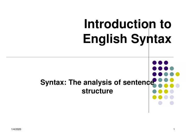 introduction to english syntax