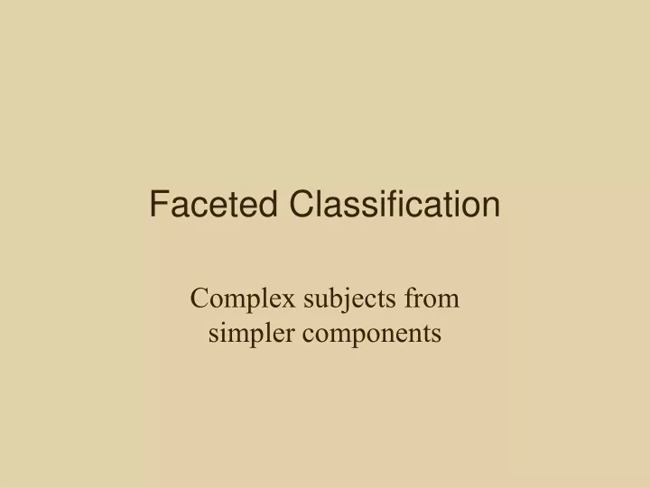 faceted classification