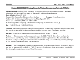 Project: IEEE P802.15 Working Group for Wireless Personal Area Networks (WPANs)