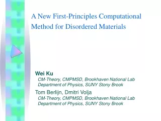 A New First-Principles Computational Method for Disordered Materials