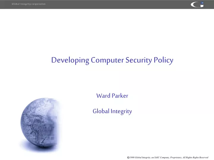 developing computer security policy ward parker