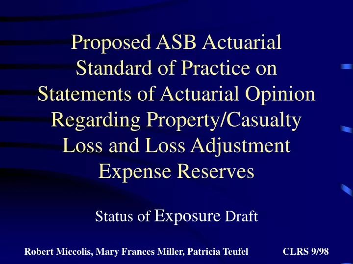 proposed asb actuarial standard of practice