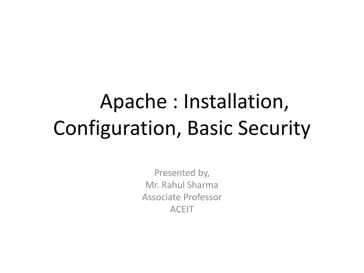 apache installation configuration basic security