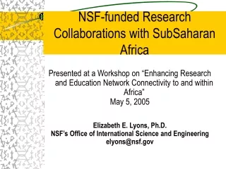 NSF-funded Research Collaborations with SubSaharan Africa
