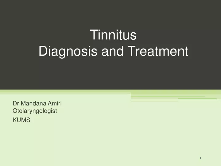 tinnitus diagnosis and treatment